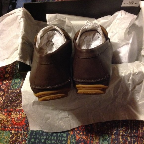 Coach Men's Mott Dark Brown Leather & Coated Canvas Drivers(Loafers) -11.5D -NIB - Picture 3 of 10